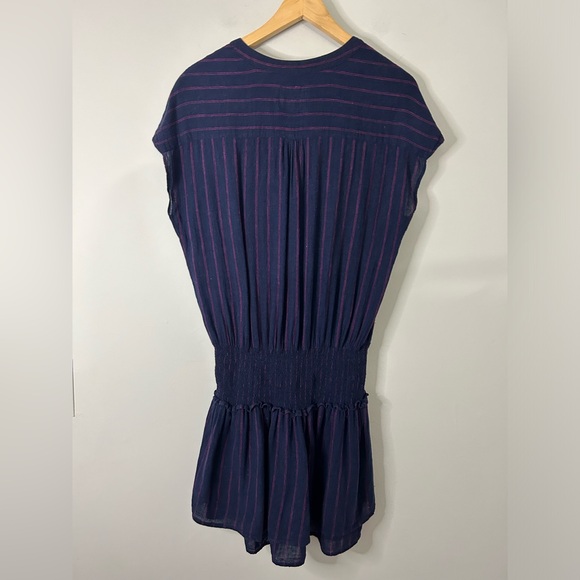 RAILS Jolie Smocked Waist Button Front Mini Dress in Midnight Magenta Stripe - Picture 5 of 6